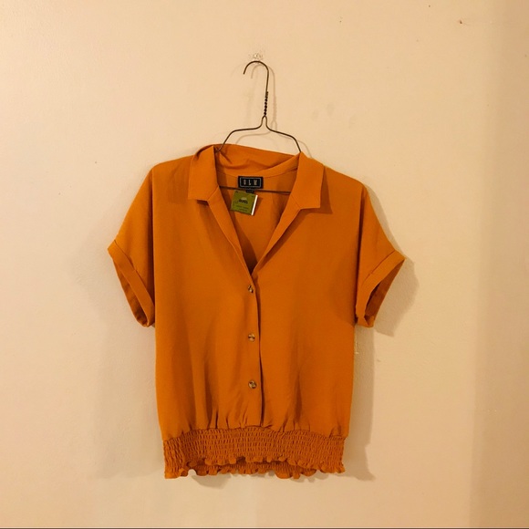 Tops - NWT Mustard Button Front Blouse